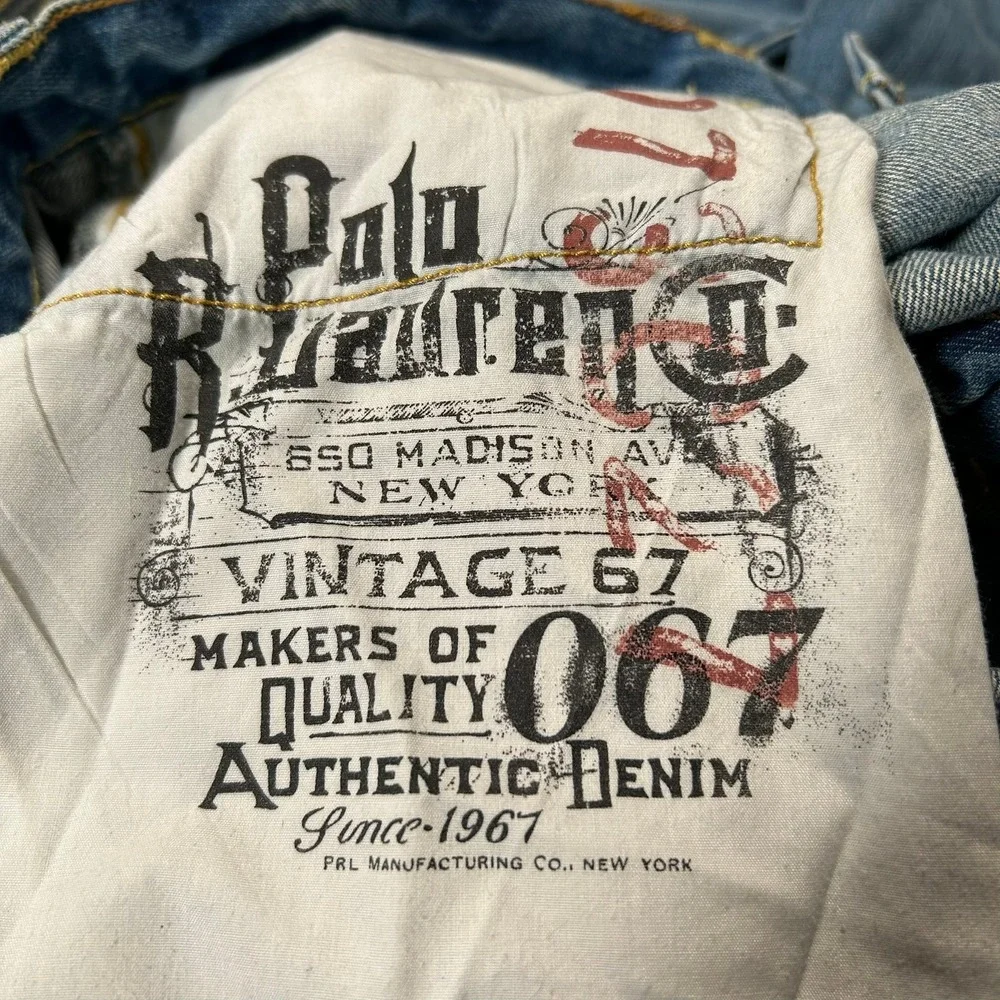 Vintage Polo Ralph Lauren Jeans 35x32 Blue 67 Straight Leg Denim Light Wash